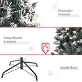 HOMCOM 5ft Artificial Snow-Dipped Christmas Tree with White Berries and Star Topper Branch – Green