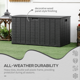 Outsunny 366 Litre Rolling Outdoor Garden Storage Box with Hydraulic Lid – Weather-Resistant Plastic Container, Black