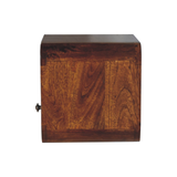 Artisan Furniture Extra Mini Wall-Mounted Bedside Table with 1 Drawer & Open Shelf, Solid Mango Wood – Dark Brown