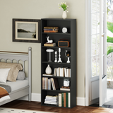 HOMCOM 6 Tier Bookshelf with 4 Adjustable Shelves and Anti-Tip Straps – Freestanding Bookcase, Black