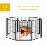 Pawhut Wooden Rabbit Hutch with Drawbridge Ramp, Roof Hatch and Heart-Shaped Lock – Small Animal House