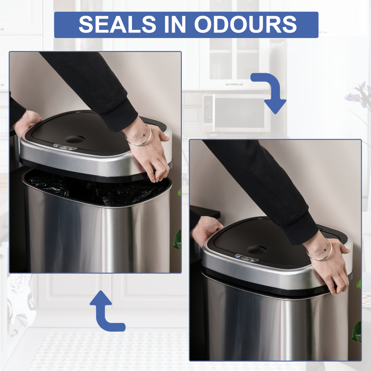 HOMCOM 58L Stainless Steel Touch-Free Sensor Bin with Mirror Finish – Hygienic Kitchen & Office Dustbin