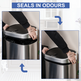 HOMCOM 58L Stainless Steel Touch-Free Sensor Bin with Mirror Finish – Hygienic Kitchen & Office Dustbin