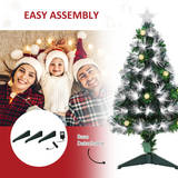 HOMCOM 3ft White Light Christmas Tree with 90 LEDs, Star Topper and Tri-Base – Pre-Lit Home Decoration
