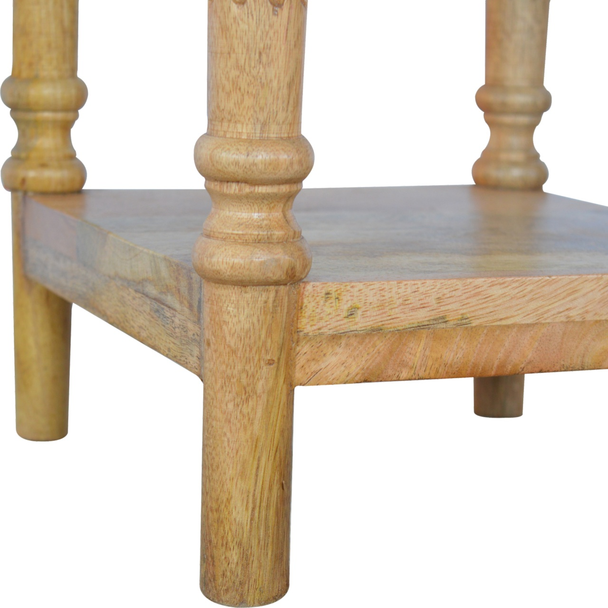 Artisan Furniture Solid Mango Wood Telephone Table, 1 Drawer & 2 Shelves – Hallway Storage, Oak-Effect Beige