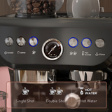 HOMCOM Espresso Coffee Machine with Integrated Bean Grinder & Steam Wand – 15 Bar Pressure, Black