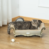 Pawhut Cat Scratching Bed with Catnip – Retro Sofa-Style Pet Scratcher Furniture, Brown