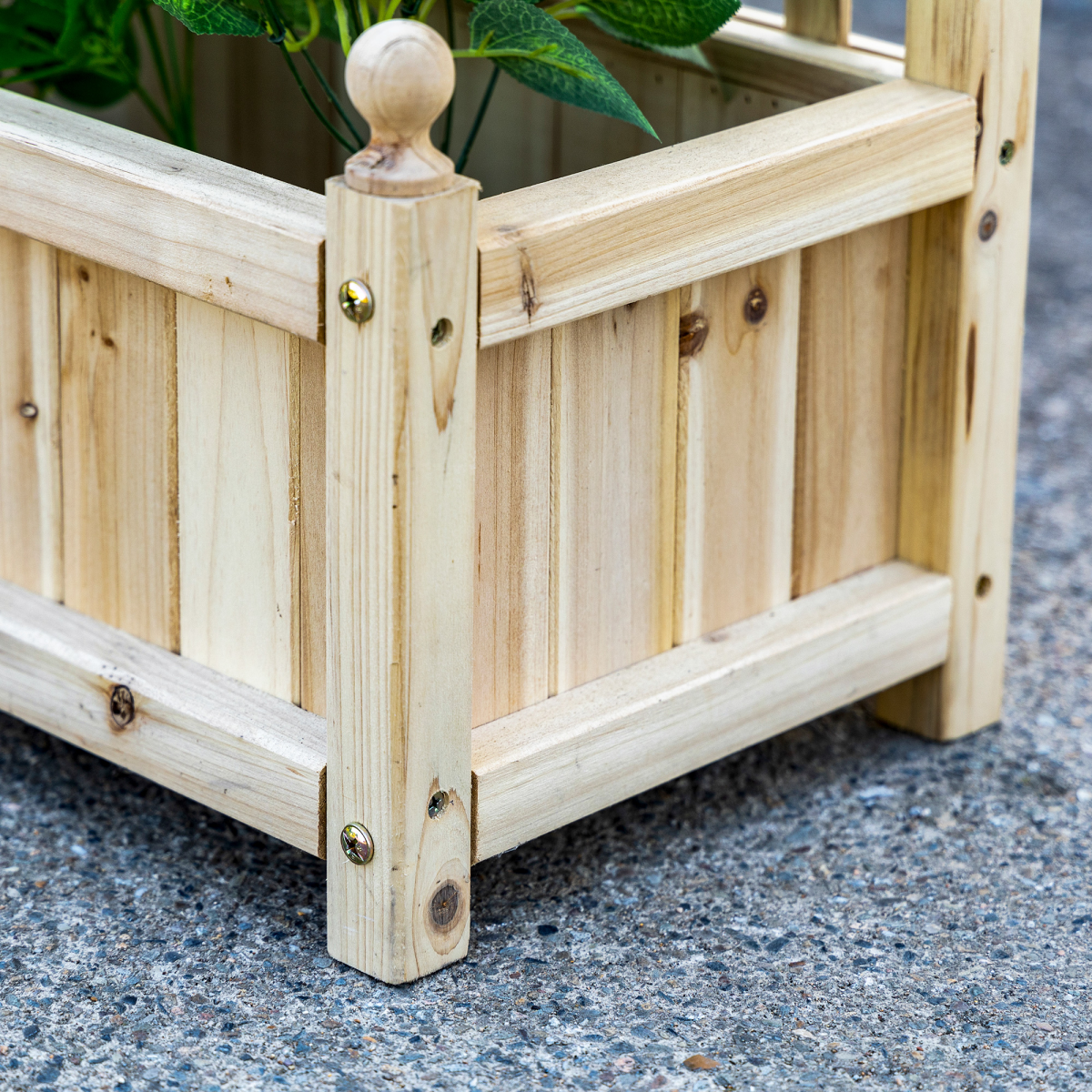 Outsunny Fir Wood Raised Garden Bed with Trellis & Drainage Holes – Indoor Outdoor Planter, Natural