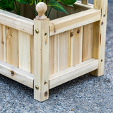 Outsunny Fir Wood Raised Garden Bed with Trellis & Drainage Holes – Indoor Outdoor Planter, Natural