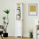 kleankin Slim Bathroom Storage Unit with Open Compartment and Adjustable Shelf – Narrow Cabinet, White