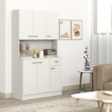 HOMCOM Freestanding Kitchen Cupboard with Doors, Drawer & Open Shelf – Storage Cabinet, Cream White