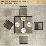 HOMCOM 3 Piece Dining Table Set with Two Stools and Steel Frame – Industrial Kitchen Table, Grey Wood-Effect
