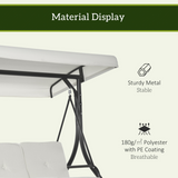 Outsunny 3-Seater Canopy Swing Chair with Padded Cushions – Garden Hammock Bench, Adjustable Canopy, Cream White