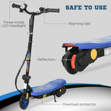 Kids Folding Electric Scooter with LED Headlight, Hand Brake & Adjustable Handlebars – For Ages 7-14, Blue