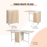 Folding Drop-Leaf Desk with Storage Shelves – Oak & White Space-Saving Desk, Dining or Console Table