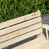 Outsunny 2-Seater Solid Fir Wood Garden Bench with Wagon Wheel Armrests and High Back – Outdoor Loveseat, Natural
