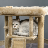 Pawhut Cat Tree Tower with Jute Scratching Pad, Toy Ball & Cat House – Multi-Level Climbing Centre, Coffee