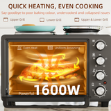 HOMCOM 28L Countertop Toaster Oven with 2 Hot Plates – Grill, Roast & Bake, 2600W