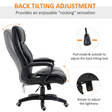 High Back Executive Massage Office Chair with 6-Point Vibration & Wired Remote – PU Leather, Black