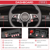 HOMCOM 12V Licensed Audi TT RS Electric Ride-On Car with Remote Control, Headlights & MP3 Player – Kids Car, Black