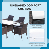 Outsunny 7-Piece Rattan Garden Dining Set with Rectangular Glass Table & 6 Chairs – Fire-Retardant Cushions, Outdoor Furniture