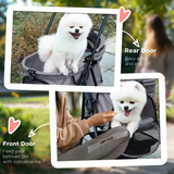 Foldable Pet Stroller with Brakes, Adjustable Canopy & Safety Leashes – Travel Carriage for Mini Dogs
