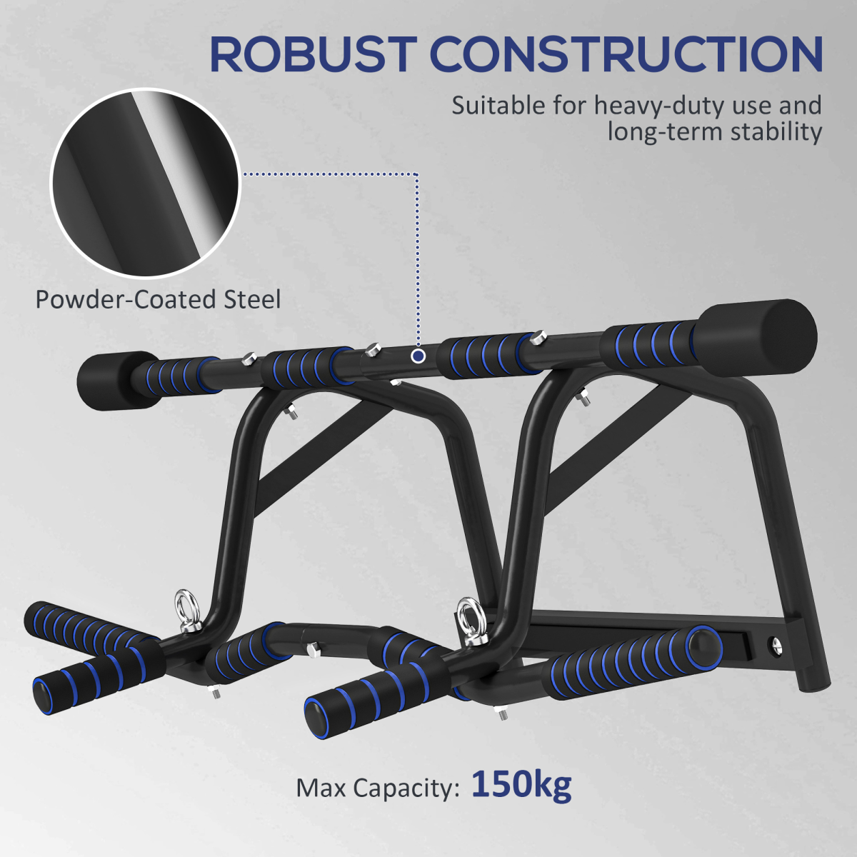 SPORTNOW Multi-Grip Doorway Pull Up Bar with Non-Slip Grips – Chin Up & Push Up Bar for Home Gym, Black