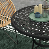 Outsunny 90cm Round Cast Aluminium Garden Table with 50mm Parasol Hole – Outdoor Patio Dining Table, Black