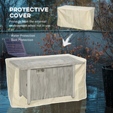 Outsunny 50,000 BTU Propane Gas Fire Pit Table with Waterproof Cover and Glass Screen, Wood-Effect Grey