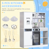 AIYAPLAY Play Kitchen with Lights, Sounds, Microwave, Fridge and Coffee Maker – Pretend Toy Kitchen, White