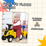 HOMCOM Ride-On Tractor Toddler Walker with Horn, Headlights & Storage Box – Foot-to-Floor Slider, Yellow