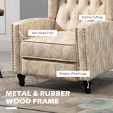 HOMCOM Marble-Effect Manual Reclining Armchair with Footrest & Decorative Studs – Living Room Recliner, Beige