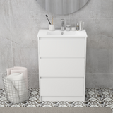 kleankin 600mm Bathroom Vanity Unit with Basin & 2 Drawers – Compact Cloakroom Storage, Gloss White