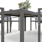 Outsunny 7-Piece Patio Dining Set with Table & 6 Stackable High-Back Armchairs – Steel Frame Garden Furniture, Grey