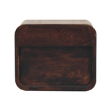 Artisan Furniture Mini Curved Wall Mounted Bedside Table, 1 Drawer – Solid Mango Wood, Dark Brown