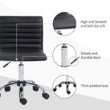HOMCOM Armless Mid-Back Office Chair with 360° Swivel & Height Adjustment – PU Leather Desk Chair, Black