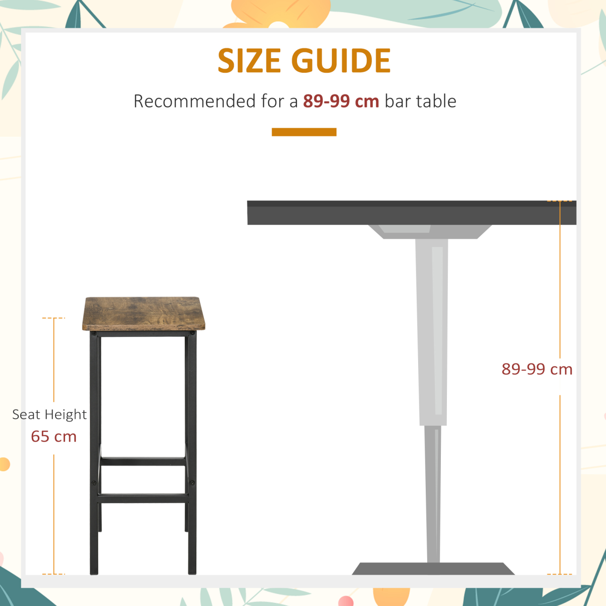 HOMCOM Set of 2 Kitchen Breakfast Bar Chairs with Footrest – Industrial Armless Stools, Brown