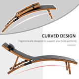 Outsunny Adjustable Ergonomic Garden Sun Lounger with Pillow & Texteline Seat – Outdoor Chaise, Black