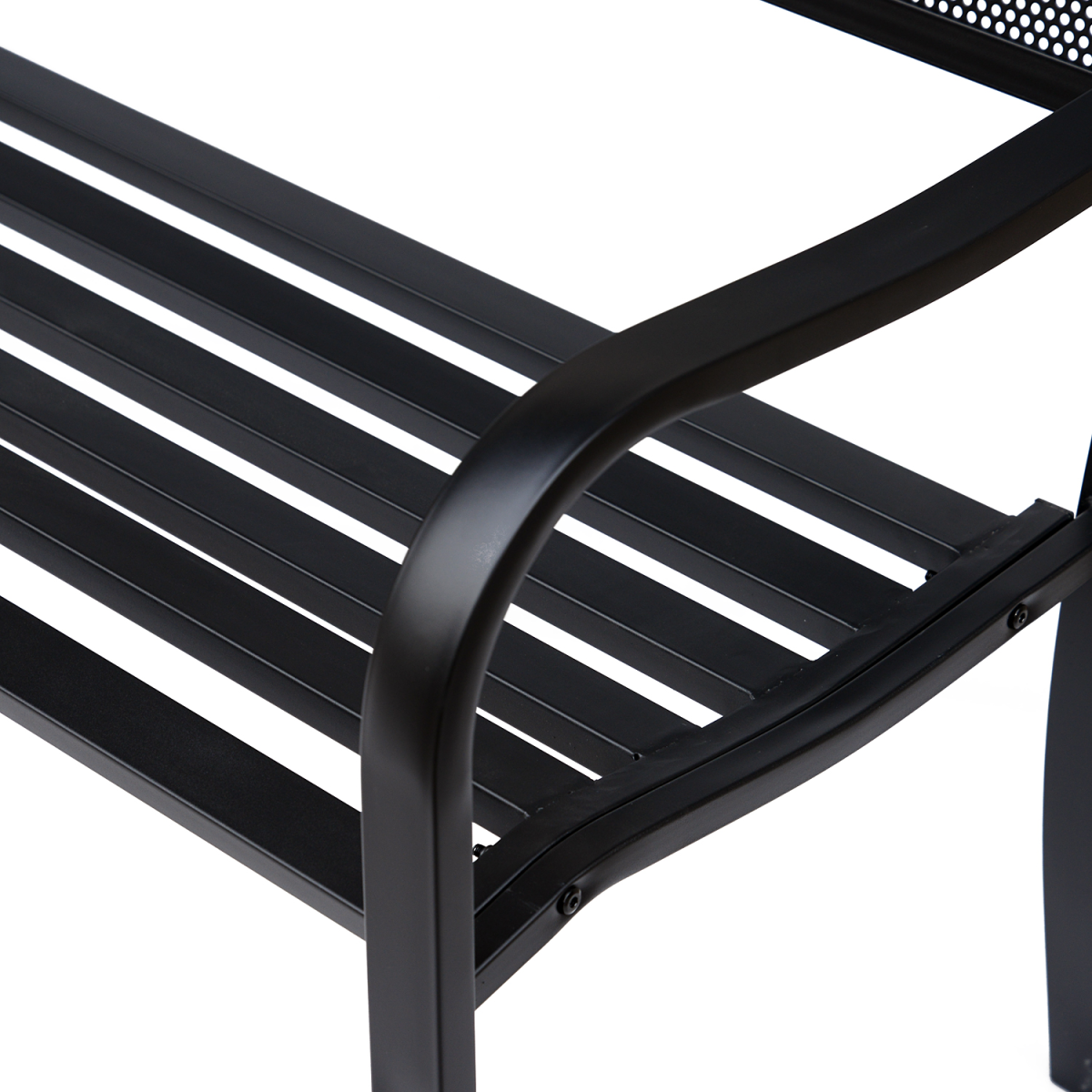 Outsunny 2-Seater Steel Garden Bench with Cast Iron Backrest & Anti-Skid Foot Pads – Antique Style, Black