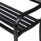 Outsunny 2-Seater Steel Garden Bench with Cast Iron Backrest & Anti-Skid Foot Pads – Antique Style, Black