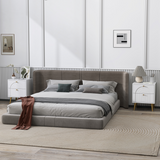 HOMCOM Set of 2 Bedside Tables with 2 Drawers – Arched Embossed Design with Gold Tone Pulls, White