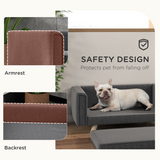 PawHut Elevated Dog Sofa Bed with Washable Cushion & Wooden Legs – Grey, Small & Medium Dogs