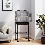 PawHut Bird Cage for Budgies, Finches, Canaries & Parakeets with Stand, Wheels & Slide-Out Tray – Black