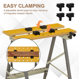 DURHAND 4-in-1 Folding Work Bench, Saw Horse and Clamp Table with Swivel Pegs – DIY Home Garage, Grey