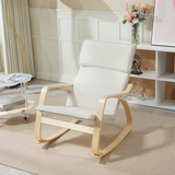 HOMCOM High Back Relax Rocking Chair with Padded Seat & Linen-Feel Fabric – Cream White