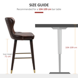 HOMCOM Luxury European Style PU Leather Bar Stools, Set of 2 with Padded Seat & Footrest – Brown