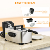 HOMCOM 3L Deep Fat Fryer with Adjustable Temperature & 60-Min Timer, Viewing Window – 2000W