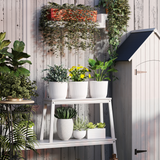 Outsunny Set of 3 Round Plant Pots Outdoor 22cm for Garden, White
