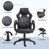 Vinsetto Executive Racing Gaming Chair with High Back, Headrest & Tilt Function – Home Office Chair, Grey PU Leather