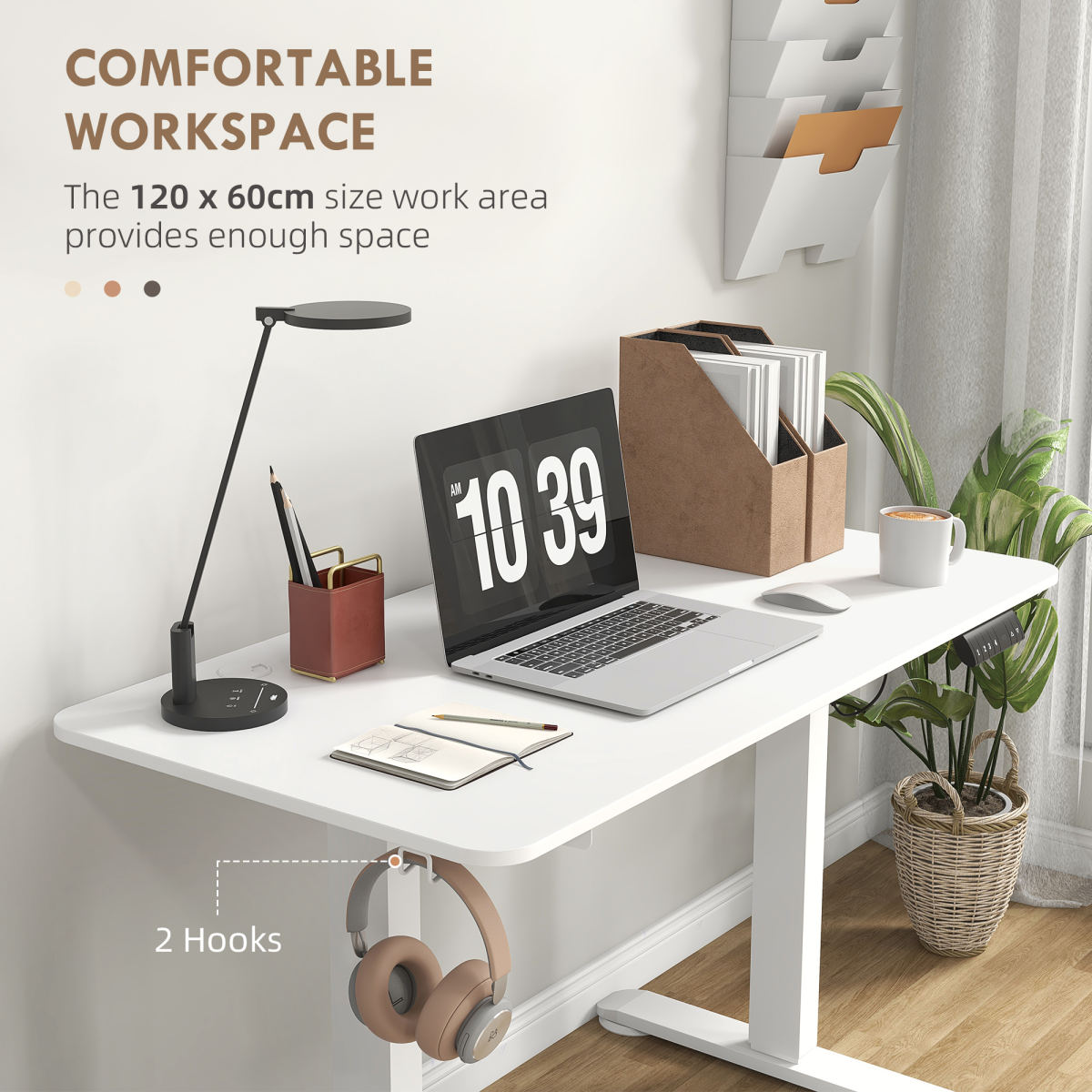 Vinsetto Electric Standing Desk 120 x 60cm with Four Memory Presets, Height Adjustable Sit-Stand – Home Office Desk, White